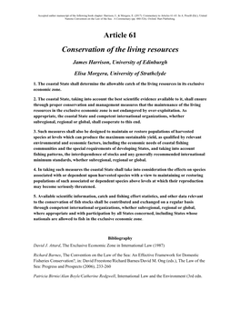 Article 61 Conservation of the Living Resources