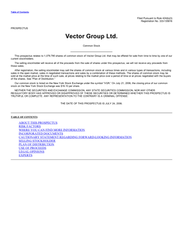 Vector Group Ltd. – Investor Relations