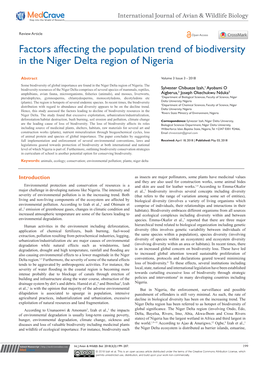 Factors Affecting the Population Trend of Biodiversity in the Niger Delta Region of Nigeria