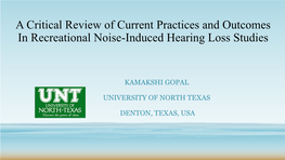 A Critical Review of Current Practices and Outcomes in Recreational Noise-Induced Hearing Loss Studies