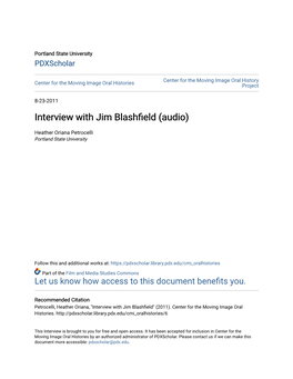 Interview with Jim Blashfield (Audio)