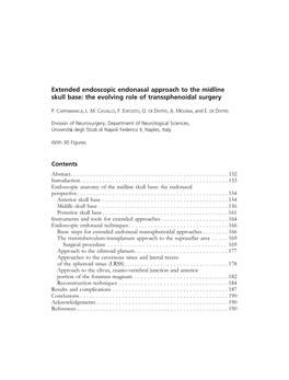 Extended Endoscopic Endonasal Approach to the Midline Skull Base: the Evolving Role of Transsphenoidal Surgery
