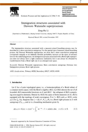 Immigration Structures Associated with Dawson-Watanabe Superprocesses