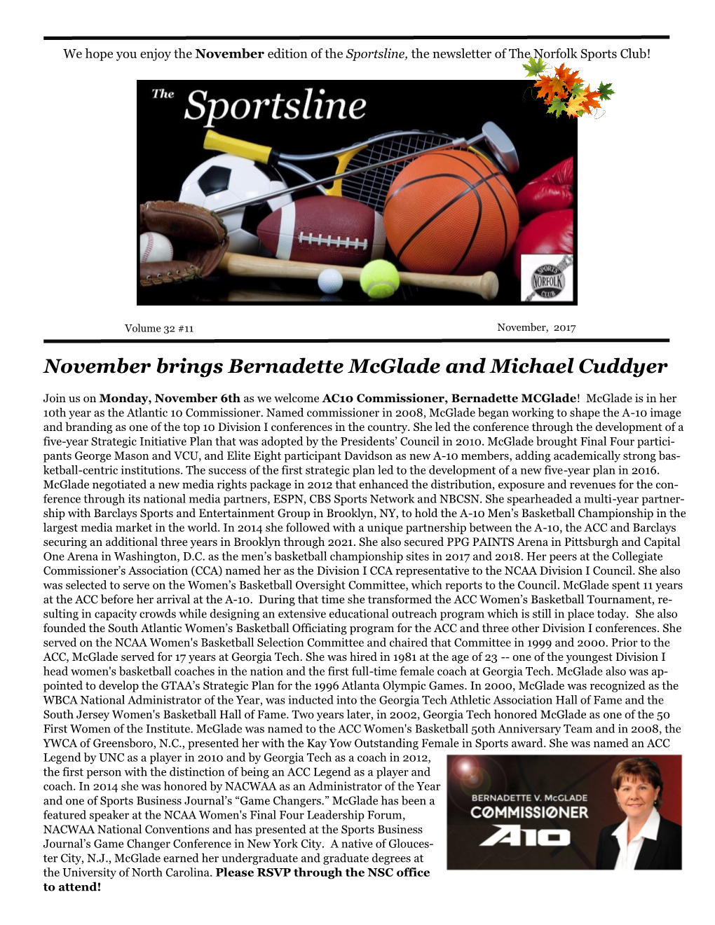 November Brings Bernadette Mcglade and Michael Cuddyer