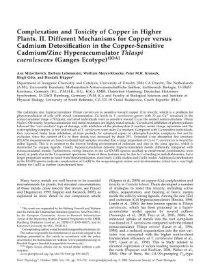 Complexation and Toxicity of Copper in Higher Plants. II. Different