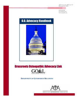 Grassroots Osteopathic Advocacy Link D.O. Advocacy Handbook
