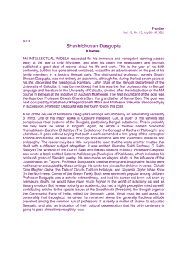 Shashibhusan Dasgupta a B Writes