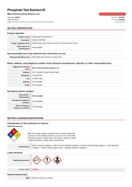 API Phosphate Test Kit Solution 1 Safety Data Sheet.Pdf