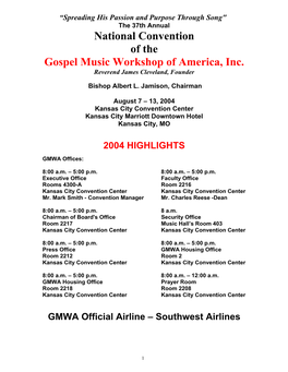 GMWA Schedule 2004