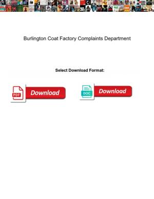 Burlington Coat Factory Complaints Department