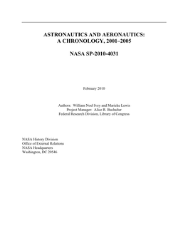Astronautics and Aeronautics: a Chronology, 2001–2005 Nasa Sp