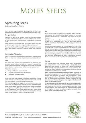 Sprouting Seeds Cultural Leaflet: ZZ615