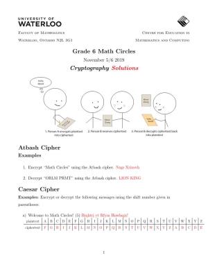 Grade 6 Math Circles Cryptography Solutions Atbash Cipher Caesar Cipher