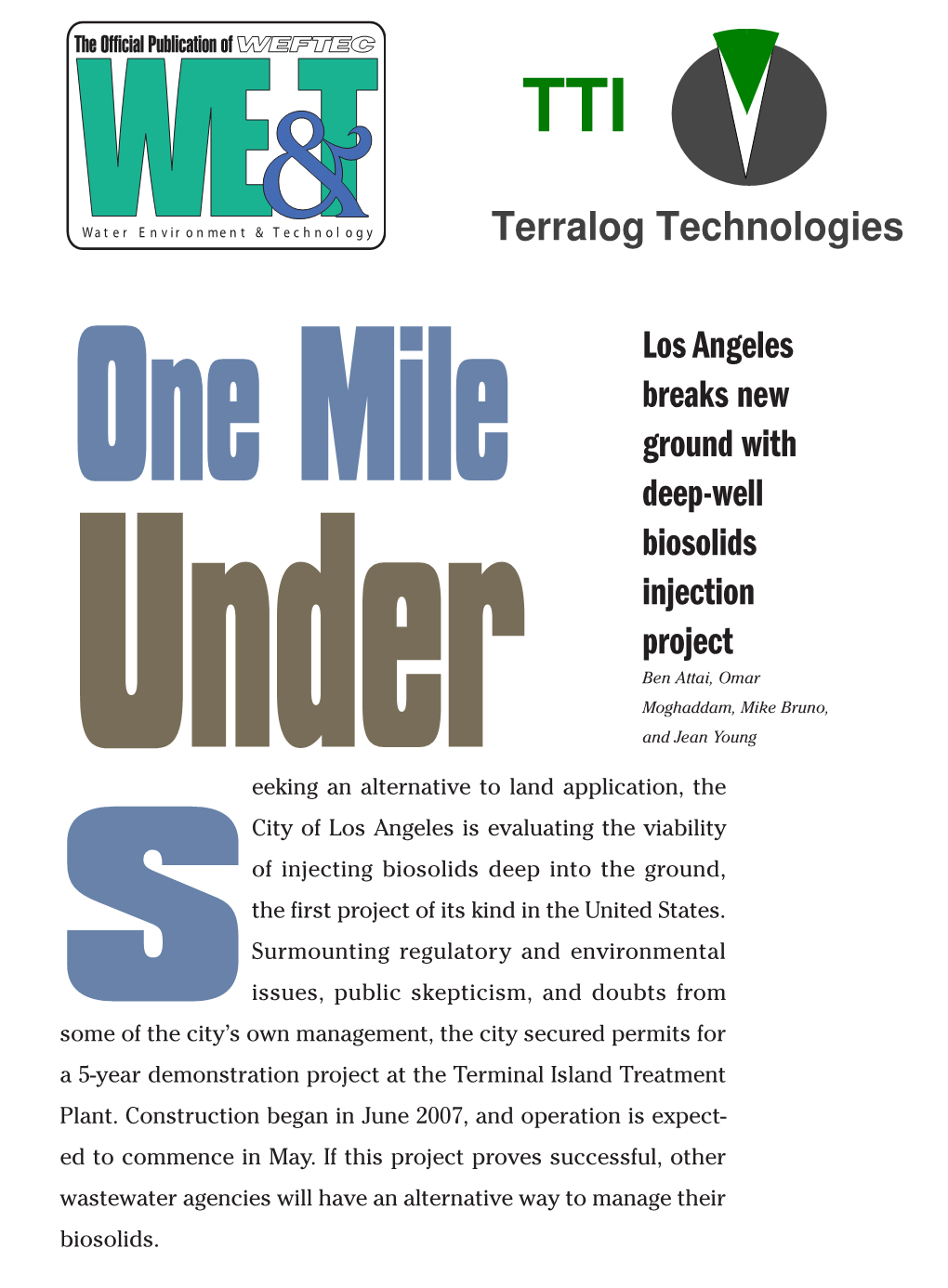 Los Angeles Breaks New Ground with Deep-Well Biosolids Injection Project