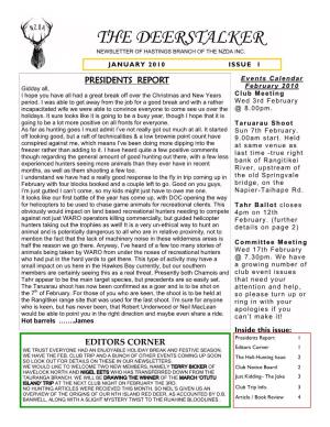 The Deerstalker Newsletter of Hastings Branch of the Nzda Inc