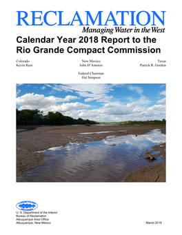 Calendar Year 2018 Report to the Rio Grande Compact Commission Link Is to a PDF File