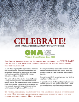 Celebrate! Ona’S Holiday Entertainment Discount Guide
