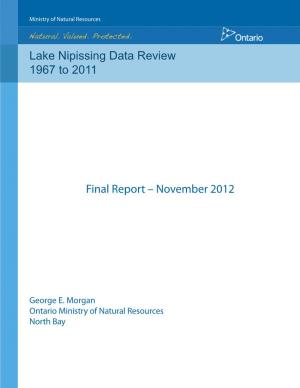 Lake Nipissing Data Review 1967 to 2011 Final Report