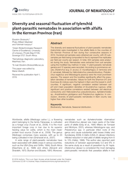 JOURNAL of NEMATOLOGY Diversity and Seasonal Fluctuation
