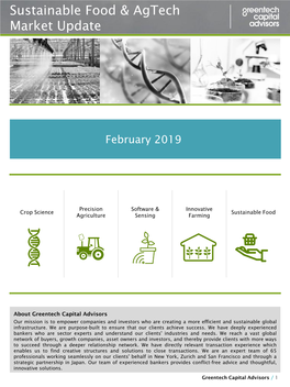 February 2019 Sustainable Food & Agtech