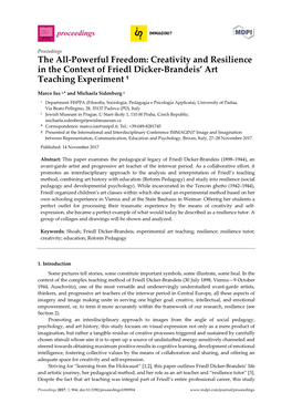 The All-Powerful Freedom: Creativity and Resilience in the Context of Friedl Dicker-Brandeis' Art Teaching Experiment †