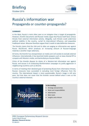 Russia's Information War Propaganda Or Counter-Propaganda?