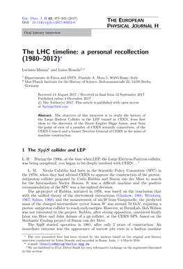 The LHC Timeline: a Personal Recollection (1980–2012)?