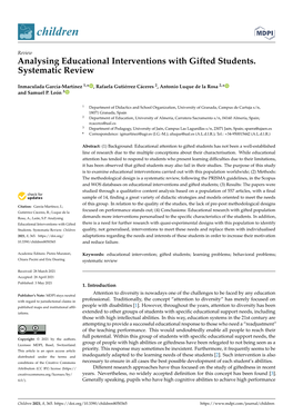 Analysing Educational Interventions with Gifted Students. Systematic Review