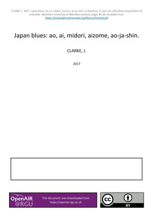 Japan Blues: Ao, Ai, Midori, Aizome, Ao-Ja-Shin. in Harkness, R