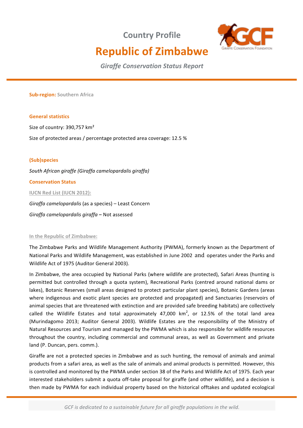 Zimbabwe Country Profile Draft June 2016