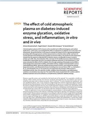 The Effect of Cold Atmospheric Plasma on Diabetes-Induced Enzyme