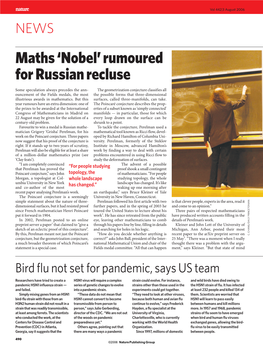 Maths 'Nobel' Rumoured for Russian Recluse