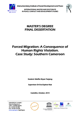Forced Migration: a Consequence of Human Rights Violation. Case Study: Southern Cameroon