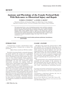 Anatomy and Physiology of the Female Perineal Body with Relevance to Obstetrical Injury and Repair
