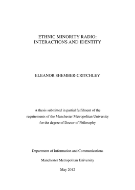 Ethnic Minority Radio: Interactions and Identity