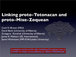 Linking Proto-Totonacan and Proto-Mixe-Zoquean