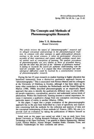 The Concepts and Methods of Phenomenographic Research