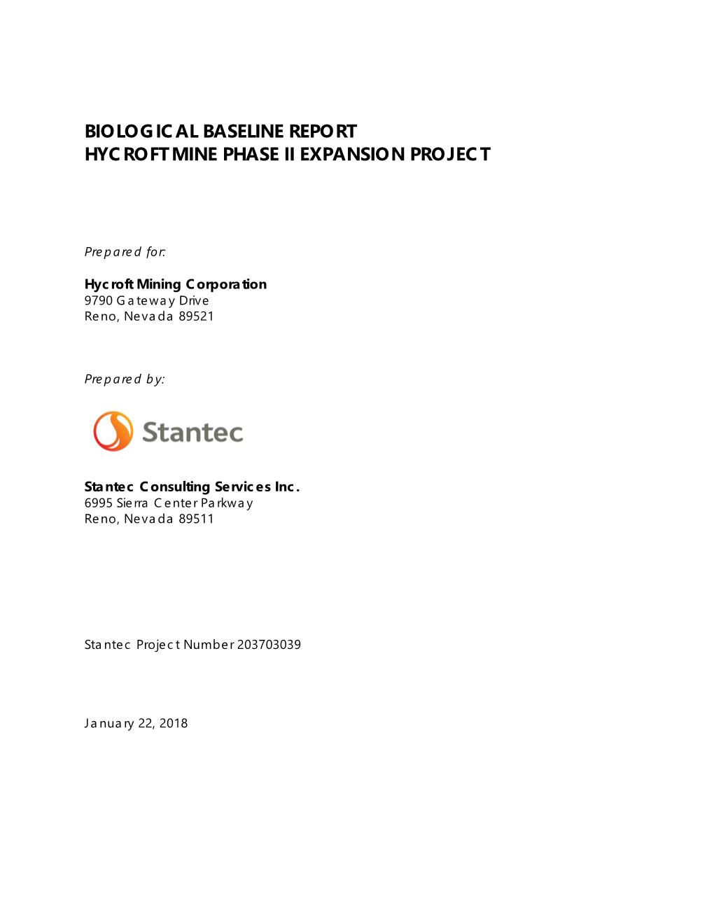 Biological Baseline Report, Hycroft Mine Phase II Expansion Project