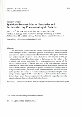 Symbioses Between Marine Nematodes and Sulfur-Oxidizing Chemoautotrophic Bacteria