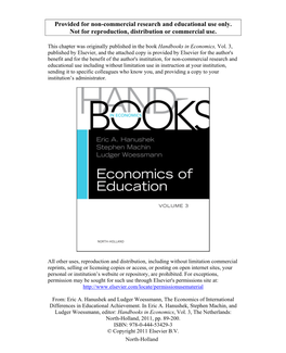 The Economics of International Differences in Educational Achievement