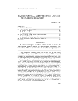 Beyond Principal-Agent Theories: Law and the Judicial Hierarchy