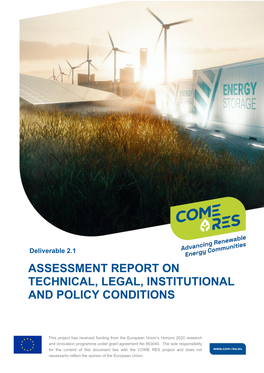 Assessment Report on Technical, Legal, Institutional and Policy Conditions
