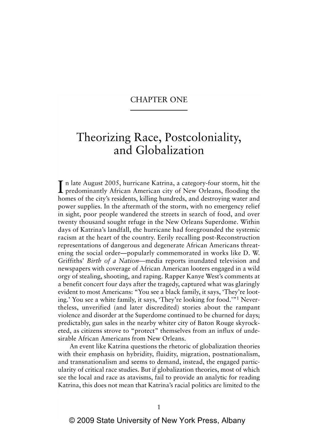 Theorizing Race, Postcoloniality, and Globalization