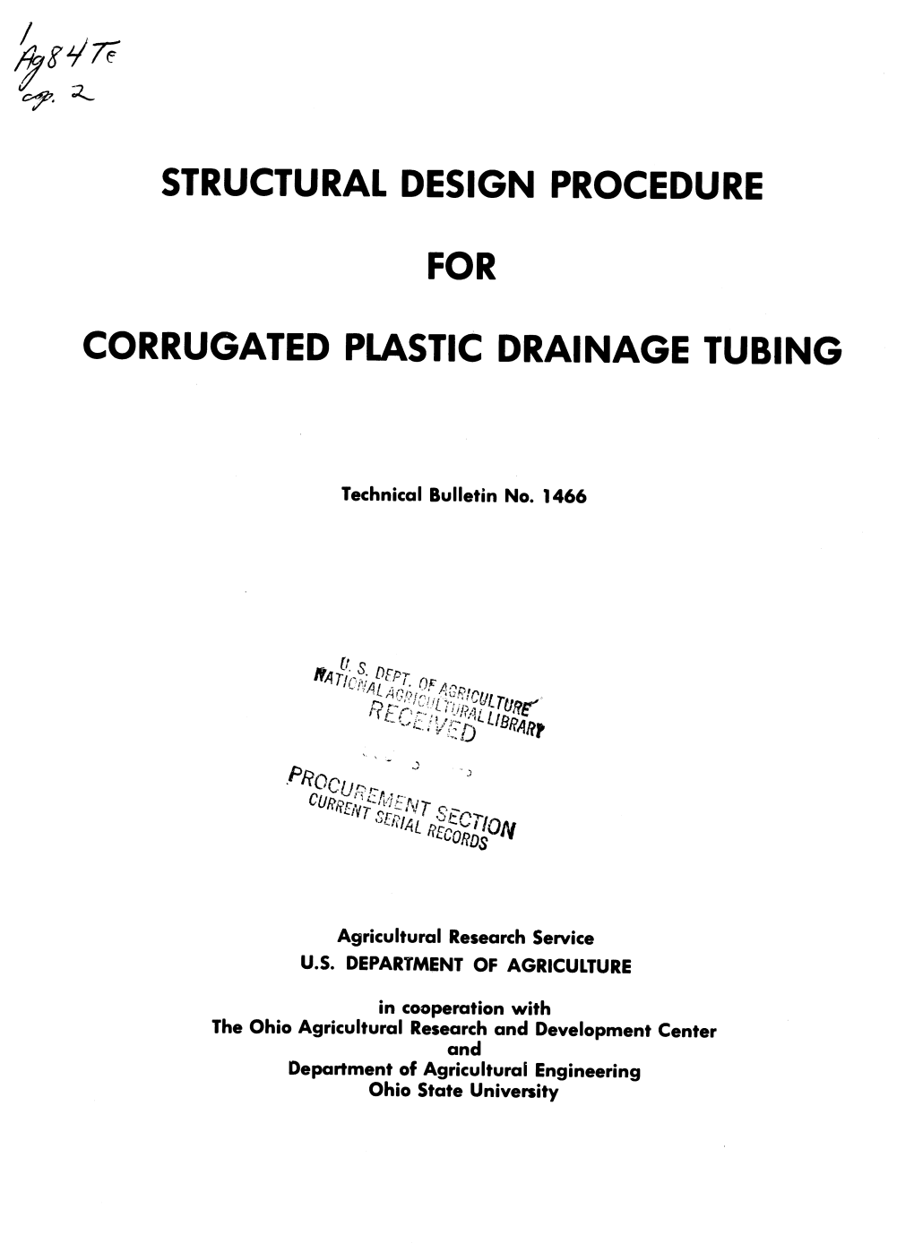 Structural Design Procedure for Corrugated Plastic Drainage Tubing