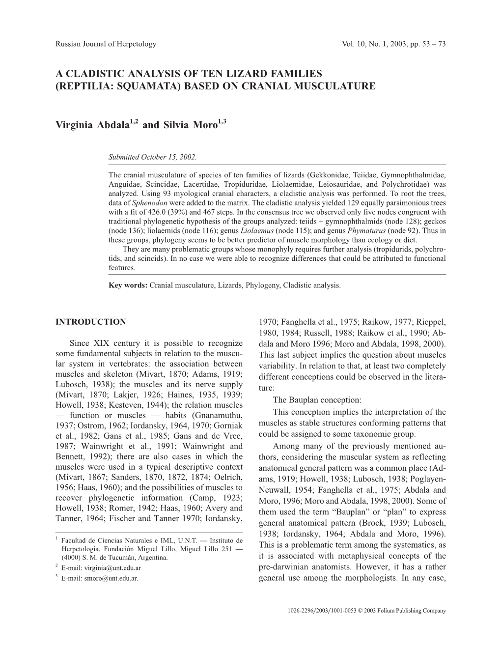 A Cladistic Analysis of Ten Lizard Families (Reptilia: Squamata) Based on Cranial Musculature