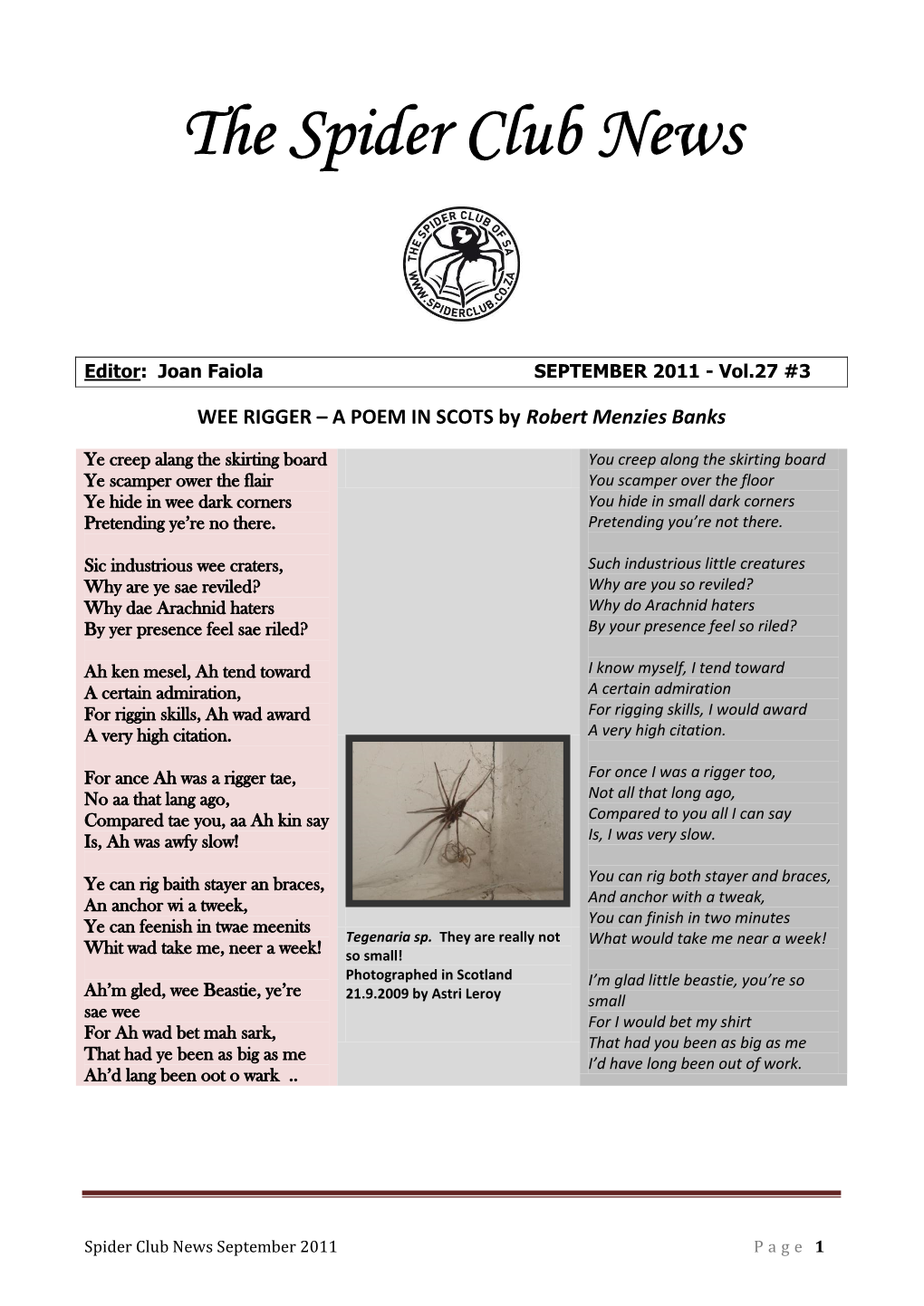 The Spider Club News