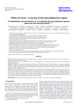 “Tnos Are Cool”: a Survey of the Trans-Neptunian Region IV