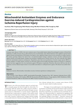 Mitochondrial Antioxidant Enzymes and Endurance Exercise-Induced Cardioprotection Against Ischemia-Reperfusion Injury