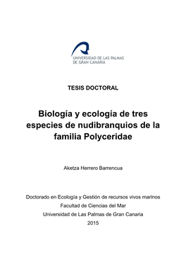 Biología Y Ecología De Tres Especies De Nudibranquios De La Familia Polyceridae
