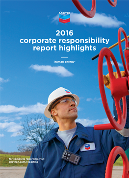 Chevron 2016 Corporate Responsibility Report Highlights